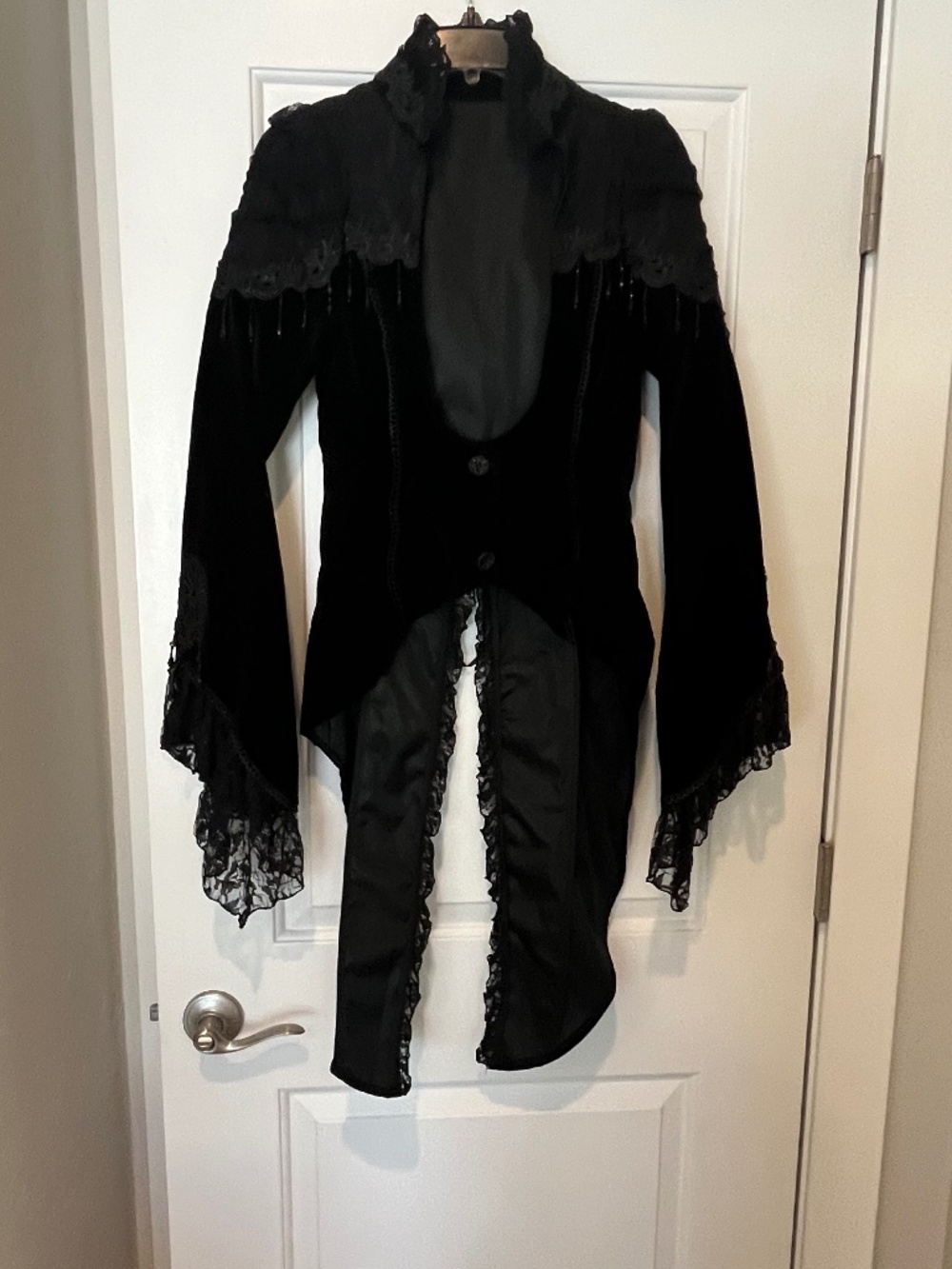 Spirit Halloween Black Gothic Victorian Velvet Tailcoat Jacket Sz M Ren Faire